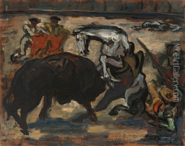 Stierkampf Oil Painting - Leo von Koenig