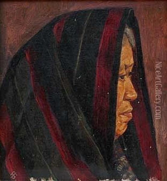 Garduno. Mujer Con Rebozo. Inicializado. Oleosobre Tela Adherido A Tablero. 34.5 X 32.5 Cm Oil Painting - Alberto Garduno