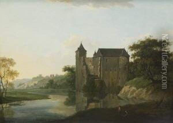 Flusslandschaft Mit Einer
 Burg Oil Painting - Joseph Cogels