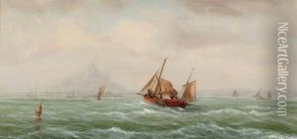 Vessels Off St. Michaels Mount; Shipping Off Bridport Oil Painting - Isaac Walter Jenner