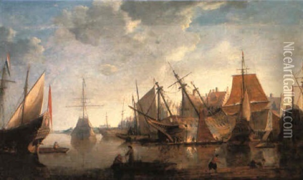 Eine Schiffswerft In Einem Vlamischen Hafen Oil Painting - Bonaventura Peeters the Elder