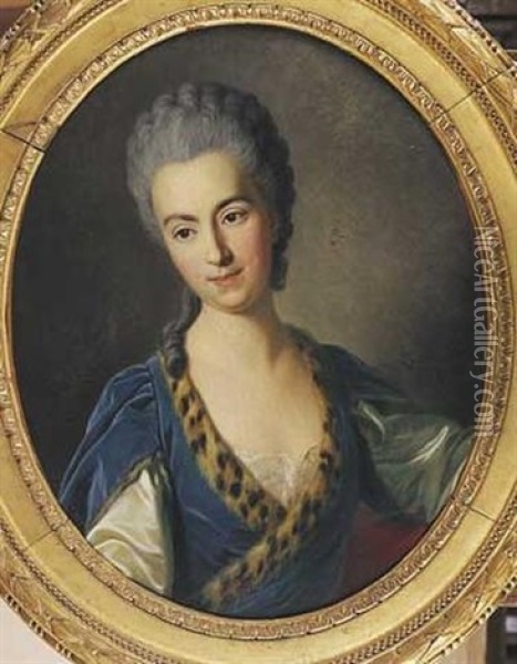 Portrait De Jeune Femme Oil Painting - Louis Michel van Loo