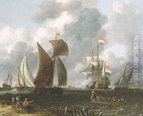A Battle Offshore Oil Painting - Abraham Storck