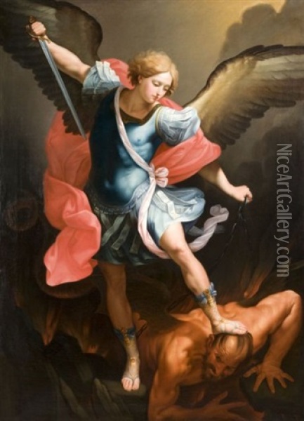 Saint Michel Terrassant Le Dragon (after Guido Reni) Oil Painting - Carlo Maratta