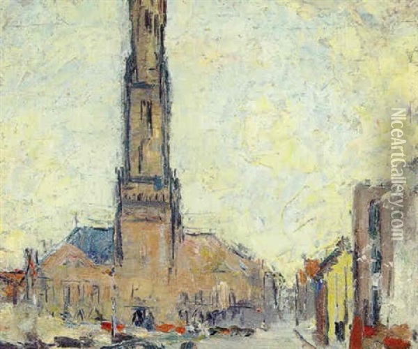 The Belfry, Bruges, 1932 Oil Painting - Joseph Raphael