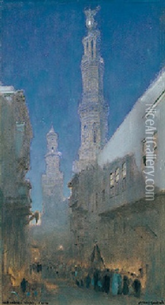 An Arabian Night, Cairo Oil Painting - Albert Goodwin