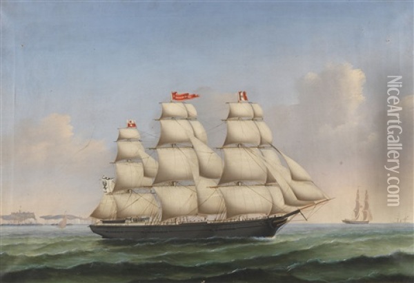 Vollschiff Ferdinand Brumm Vor Der Steilkuste Von Dover Oil Painting - Peter Christian Holm