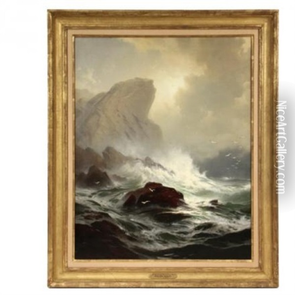 The Devil's Crag, Grand Manan (monhegan, Maine) Oil Painting - Edward Moran