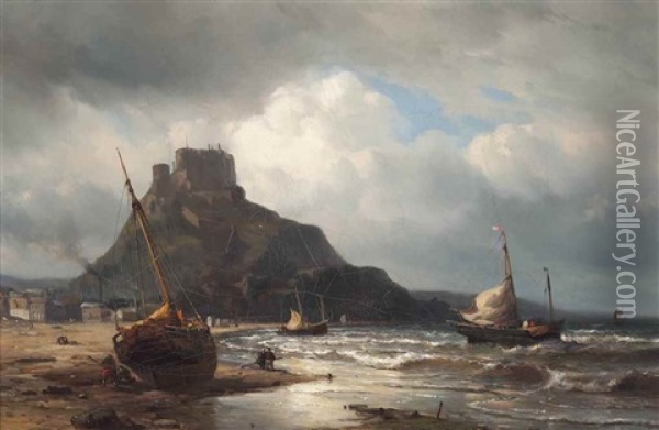 Mont Orgueil Castle, Jersey Oil Painting - Mauritz Frederick Hendrick de Haas