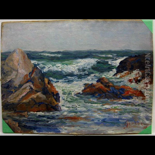 Crashing Surf Studies Oil Painting - L. De Jersey