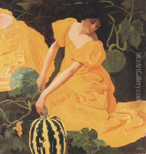 Femme Jaune Oil Painting - Ernest Bieler