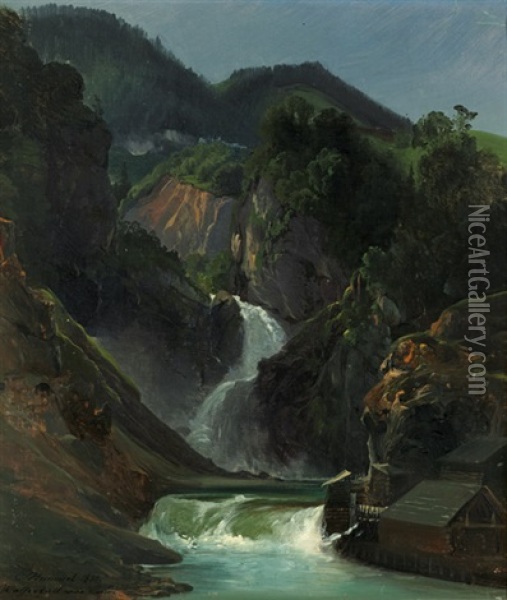 Wasserfall Von Lund Oil Painting - Carl Maria Nicolaus Hummel