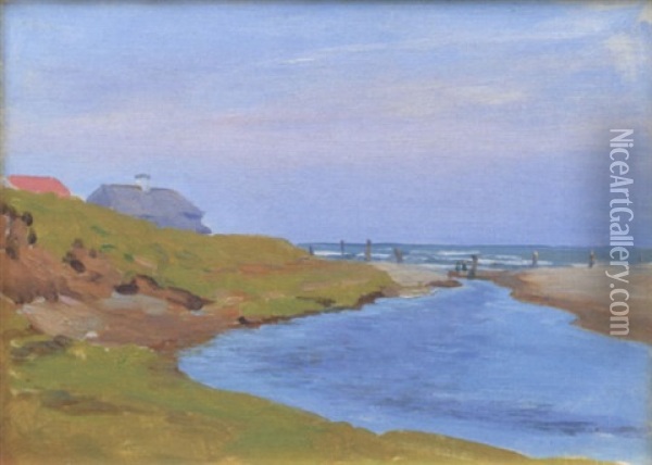 Figures On A Beach Oil Painting - Dermod O'Brien