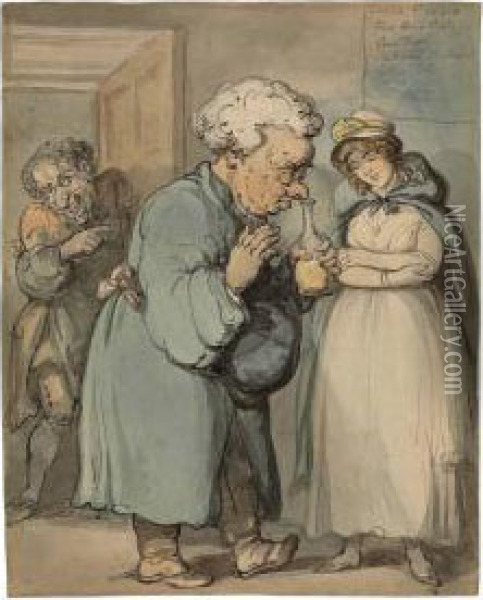 The Quack Dr. Humbug Gives Advice Gratis Oil Painting - Thomas Rowlandson