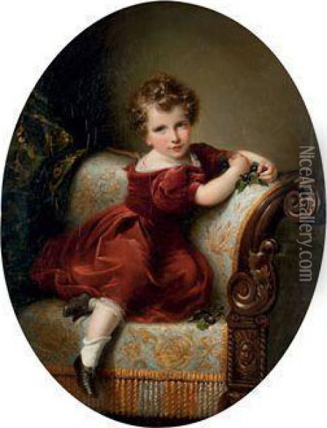 Portrait De Jeune Garcon Sur Une Meridienne Oil Painting - Louis Aime Grosclaude