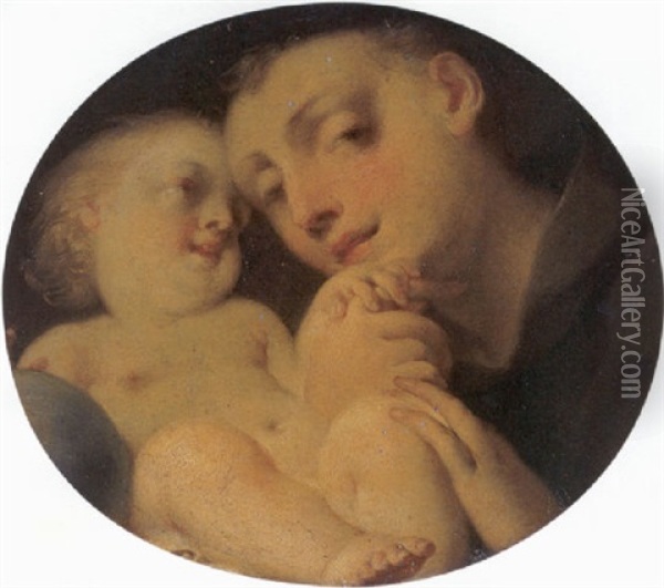 The Infant Christ With Saint Anthony Of Padua Oil Painting - Jacopo Amigoni