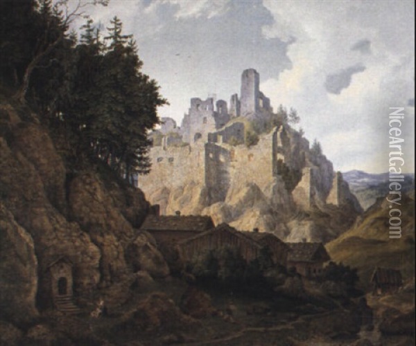 Landschaft Mit Burgruine Oil Painting - Ferdinand Wilhem von Couven