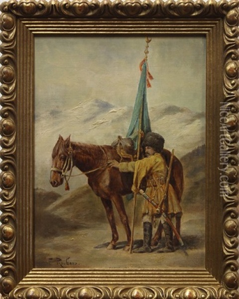 Cossack Rider And Horse Oil Painting - Franz Roubaud