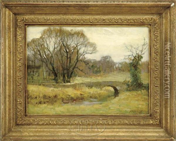 The Stone Bridge Oil Painting - Frederick John Mulhaupt