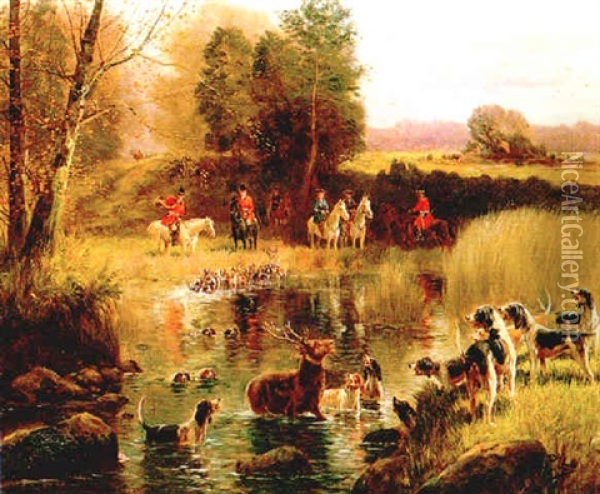 The Stag Hunt Oil Painting - Eugene Petit