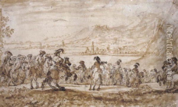 Angriff Auf Ein Dorf (feldmarschall Schulenburg In Der Schlacht Gegen Die Turken Auf Korfu 1716) Oil Painting - Francesco Simonini