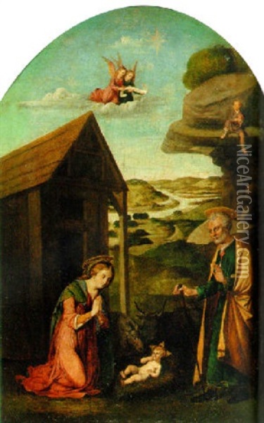 The Nativity Oil Painting - (Martino di Battista) Pellegrino da San Daniele