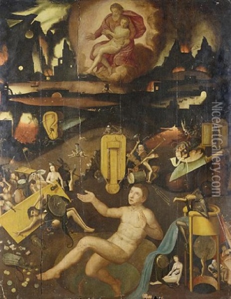 A Vision Of Hell, Possibly The Vision Of Tundale Oil Painting - Hieronymus Bosch