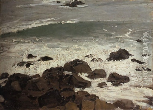 Rocks And Sea Oil Painting - William Nicholson