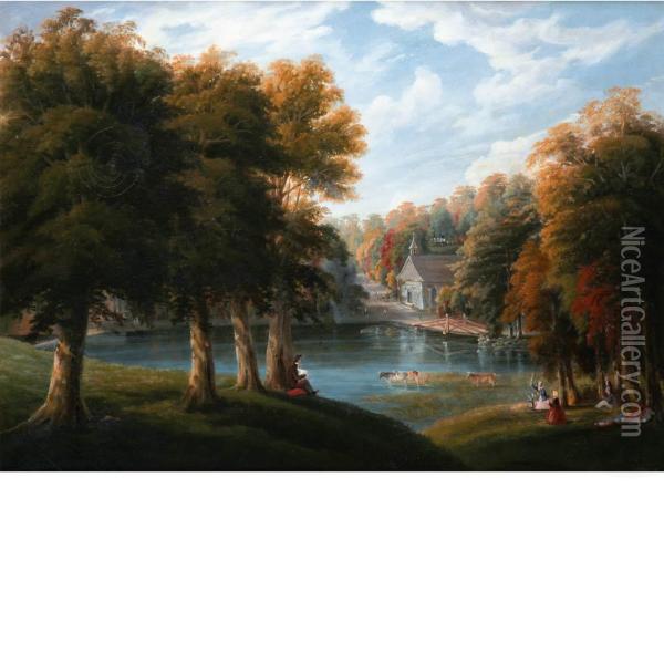 View Of The Old Dutch Church, Tarrytown, New York Oil Painting - Robert Ii Havell