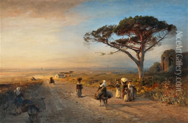 The Via Appia Oil Painting - Albert Flamm