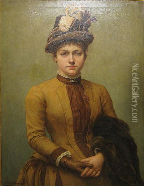 Portrait De Dame Oil Painting - Cesar Geerinck