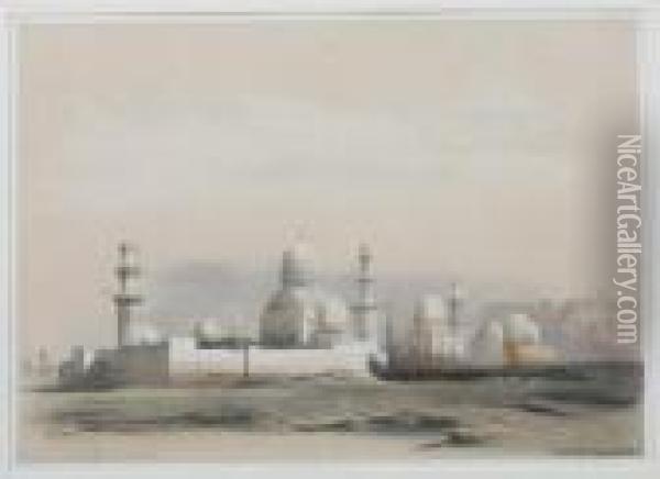 The Holy Land And Egypt: Tombs Of The Memlooks, Cairo Oil Painting - David Roberts