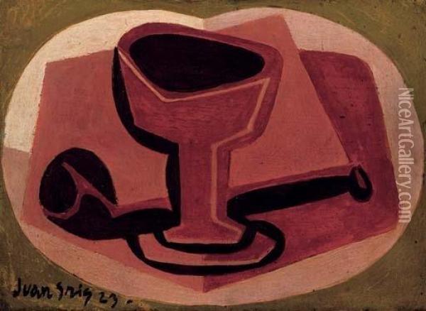 Pipe Et Verre Oil Painting - Juan Gris