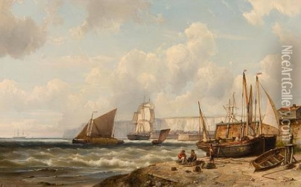 A Coastal Scene Oil Painting - Hermanus Koekkoek the Younger