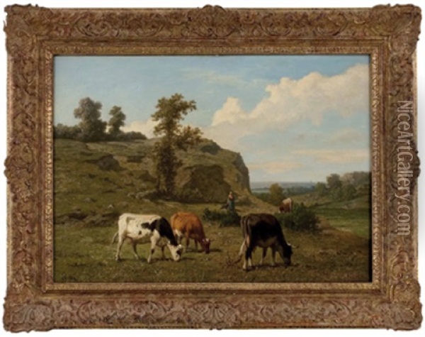 Kuhe Auf Der Weide Oil Painting - Louis Robbe