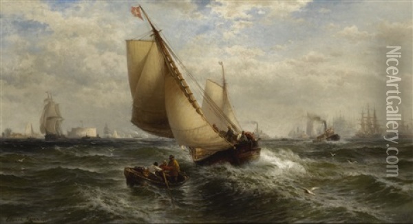 New York Bay Oil Painting - Edward Moran