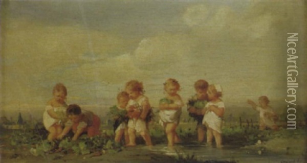 Les Petits Maraichers Oil Painting - Francois-Louis Lanfant