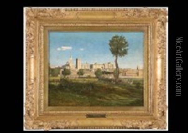 Le Palais Des Papes A Avignon Oil Painting - Romain Etienne Gabriel Prieur