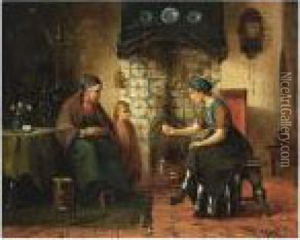 The Treat; The Fortune Teller Oil Painting - Sipke Kool