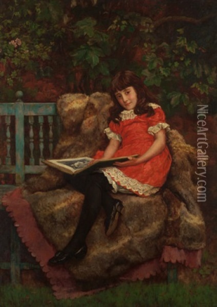 Portrait Of A Young Girl Reading Oil Painting - Charles Haigh Wood