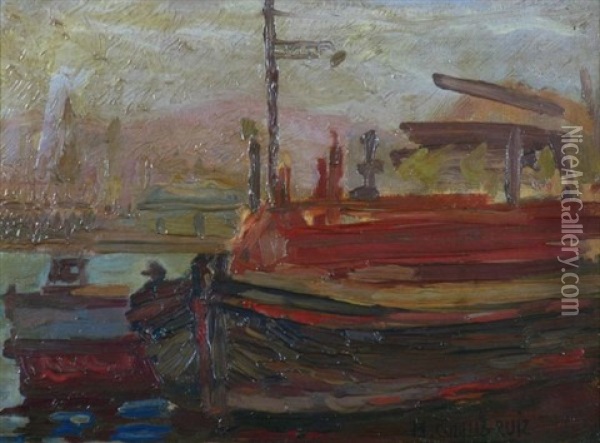 Embarcacion Oil Painting - Enrique Martinez Cubells y Ruiz