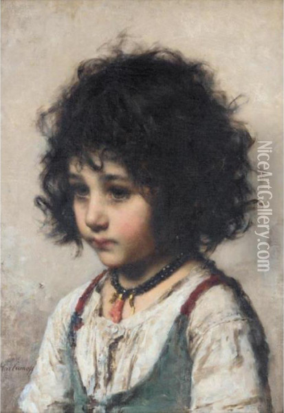 Young Gypsy Girl Oil Painting - Alexei Alexeivich Harlamoff