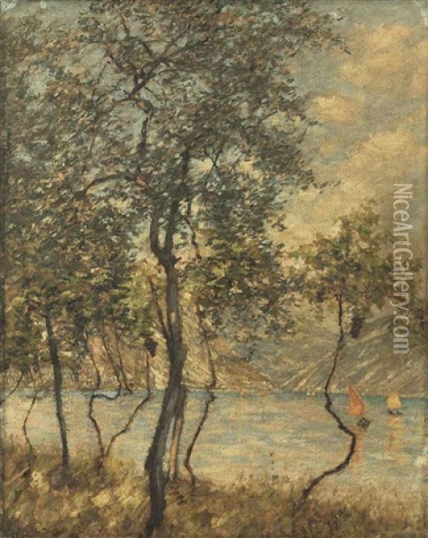 A Brescian Lake; Limone, Lake Garda Oil Painting - Henry Herbert La Thangue