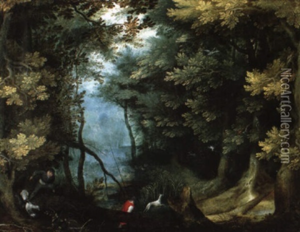 Les Chasseurs Dans Un Sous-bois Oil Painting - Jan Brueghel the Elder