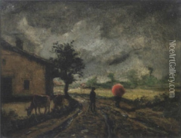 L'orage Oil Painting - Louis-Hilaire Carrand