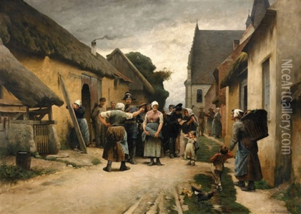 Arresteringen I Picardie Oil Painting - Hugo Salmson