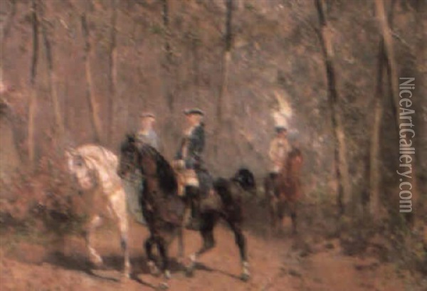 The Riding Party Oil Painting - Alexander Ritter Von Bensa