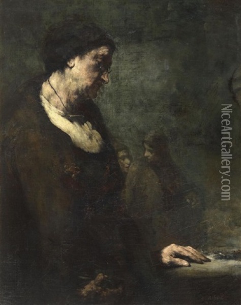 La Comptabilite Oil Painting - Theodule Ribot