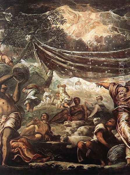 The Miracle of Manna [detail: 1] Oil Painting - Jacopo Tintoretto (Robusti)