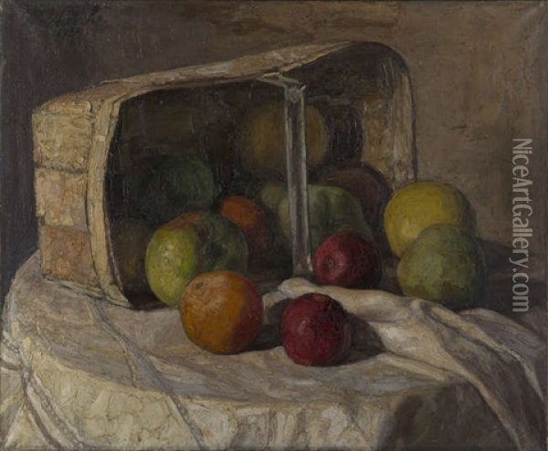 Fruits With Basket Oil Painting - Paul Nietsche